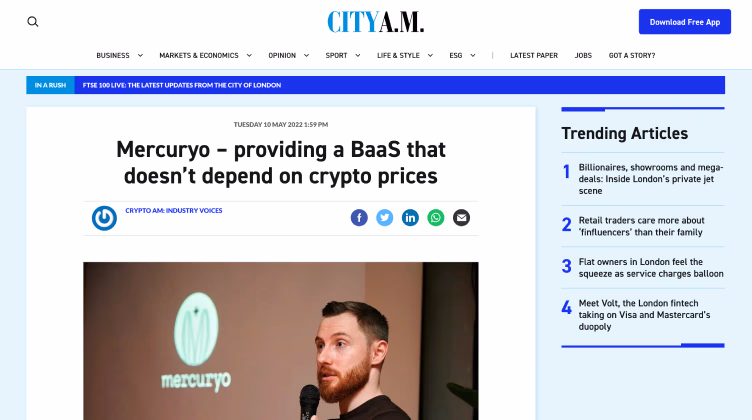 Mercuryo news on CityAM