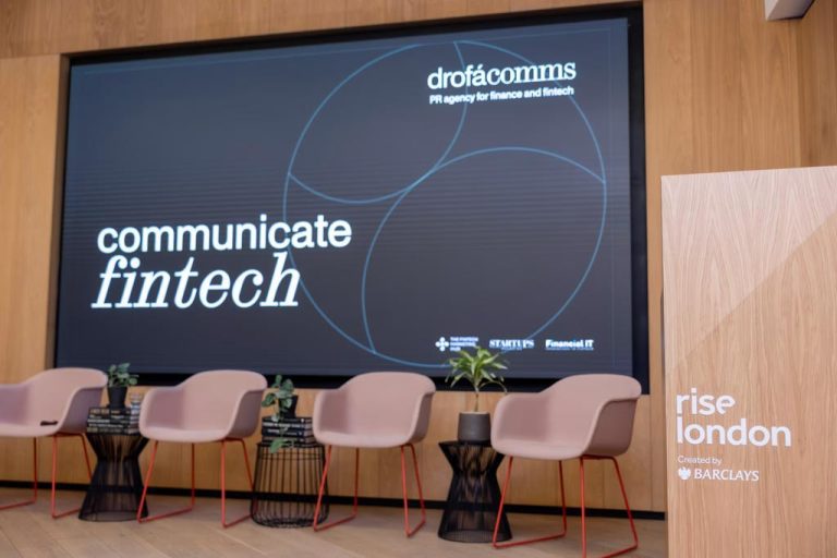 Panel of fintech industry leaders discussing PR, marketing and sales alignment at the Communicate Fintech event in London