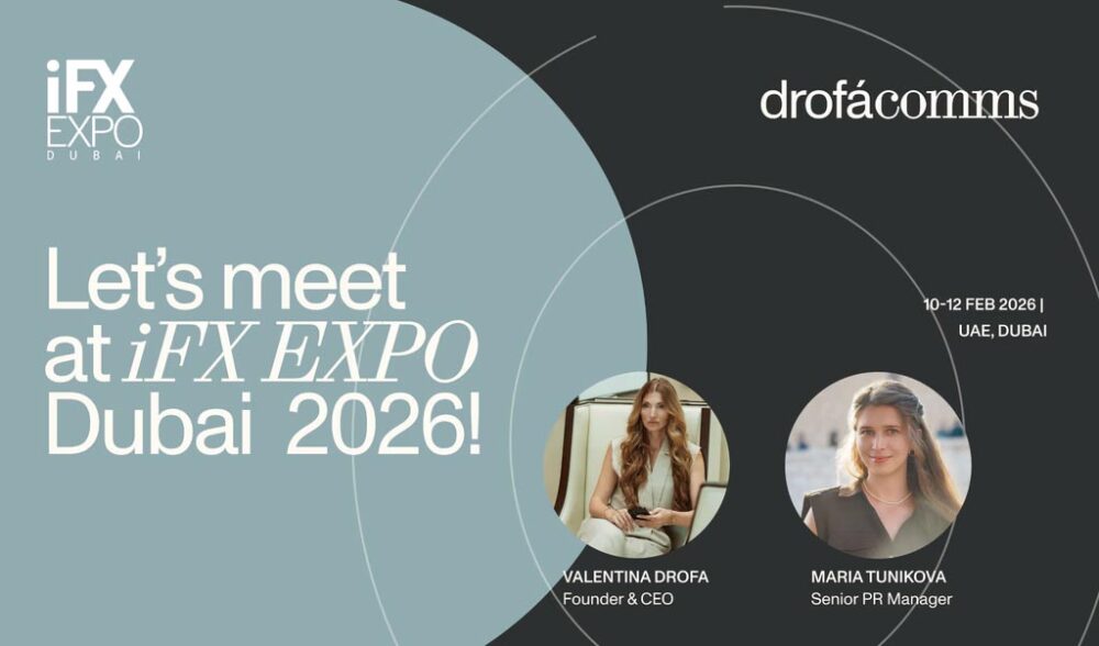 Drofa Comms at iFX EXPO Dubai 2026 — Valentina Drofa and Maria Tunikova
