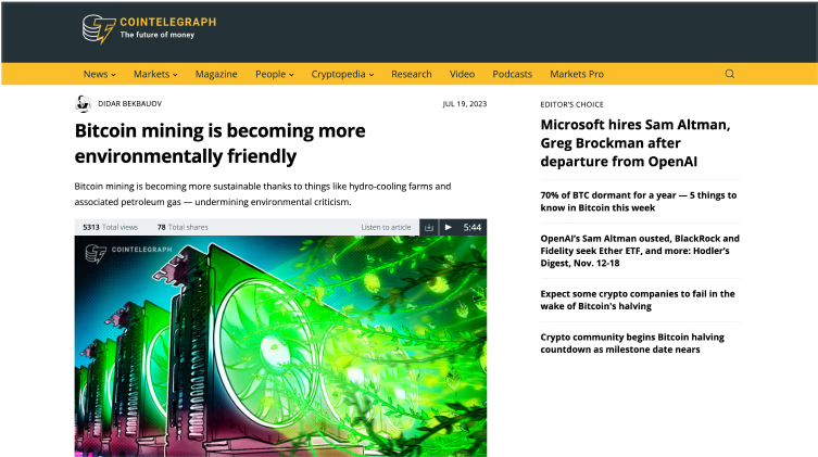 screenshot with an article