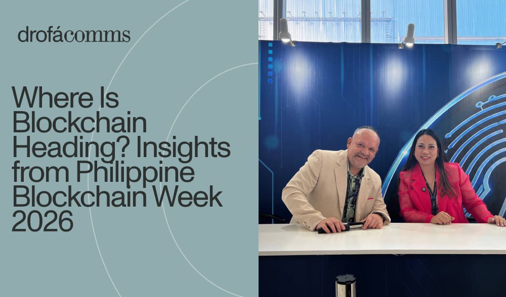 Vladimir Rozhankovsky of Drofa Comms interviewing Apple Esplana-Manansala at Philippine Blockchain Week 2026