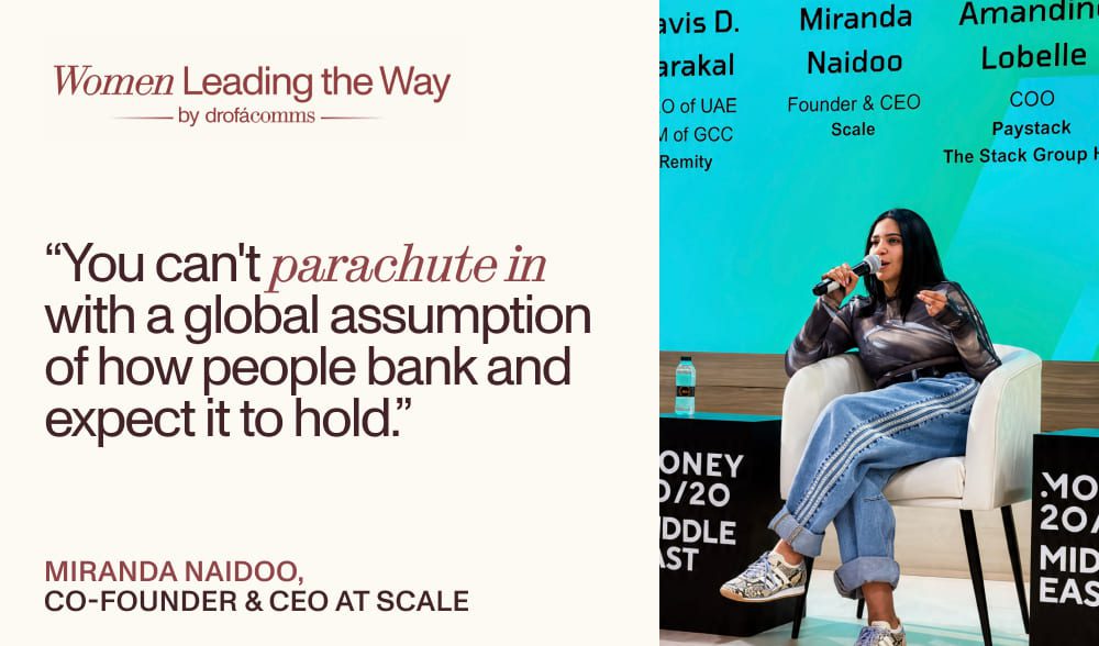 Miranda Naidoo, Co-Founder and CEO of Scale, interview at a fintech event